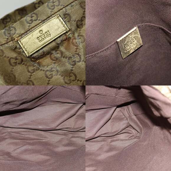 GUCCI GG Crystal Sherry Line Tote Bag Gold Gray Brown - Picture 11 of 12